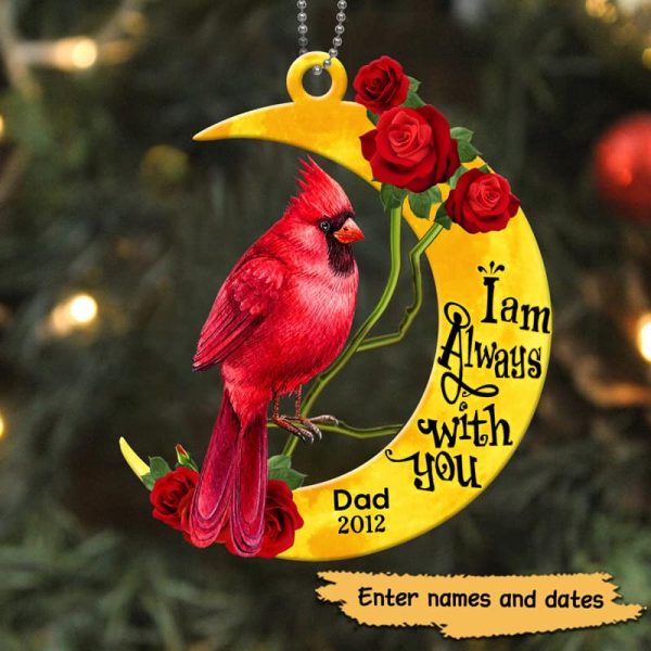 Cardinal Memorial Moon Rose Personalized Acrylic Ornament Online - Image 3