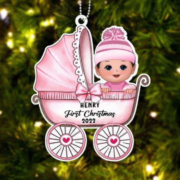Baby On Carriage Personalized Wooden Ornament Sale - Image 4