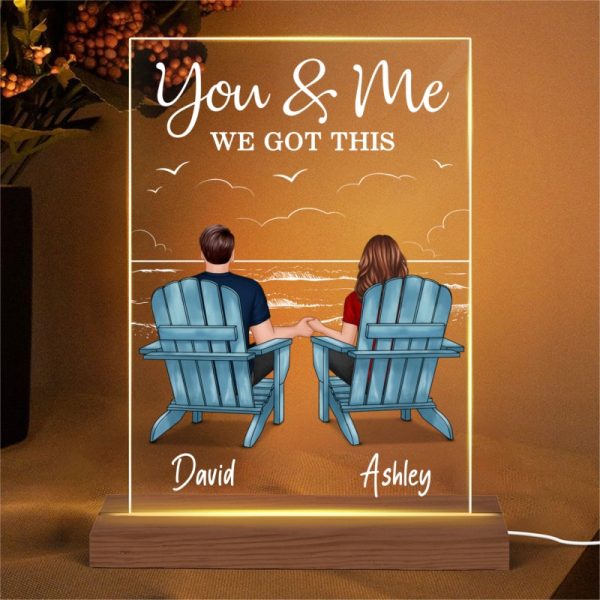Beach Landscape Back View Couple Sitting On Chairs  Anniversary Gift For Him Gift For Her Personalized Rectangle Acrylic Plaque LED Lamp Night Light Hot on Sale - Image 4