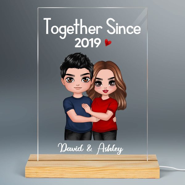 Standing Embracing Doll Couple  Anniversary Gift For Him Gift For Her Personalized Rectangle Acrylic Plaque LED Lamp Night Light Hot on Sale - Image 2
