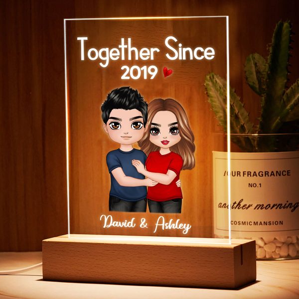 Standing Embracing Doll Couple  Anniversary Gift For Him Gift For Her Personalized Rectangle Acrylic Plaque LED Lamp Night Light Hot on Sale - Image 3