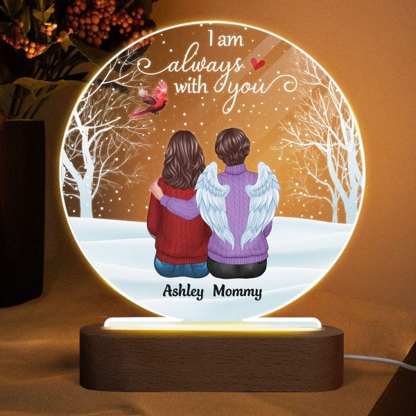 Cardinal Always With You Memorial Snow Personalized Circle Acrylic Plaque LED Lamp Night Light Discount