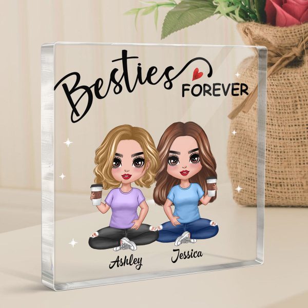 Besties Forever Doll Style Gift For Besties Sisters Personalized Acrylic Block Plaque For Sale