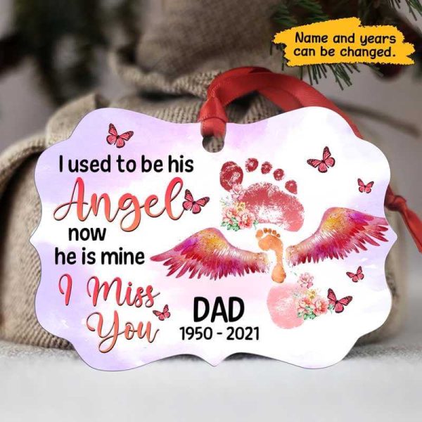 I Used To Be His Angel Dad Mom Personalized Christmas Ornament For Sale