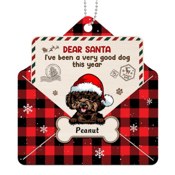Dear Santa I‘m Good Dog This Year Christmas Envelope Personalized Wooden Ornament For Discount - Image 4