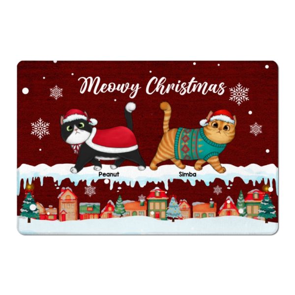 Christmas Fluffy Cats Walking Personalized Doormat Hot on Sale - Image 4