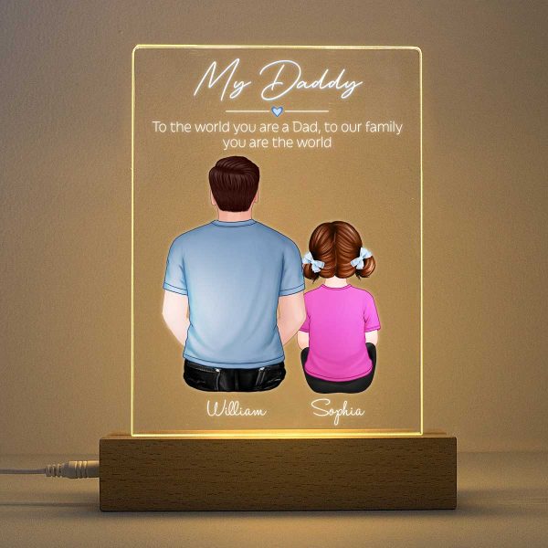 Daddy You Are The World Personalized Plaque LED Night Light - Acrylic LED Lamp - Gift For Dad For Cheap - Image 4