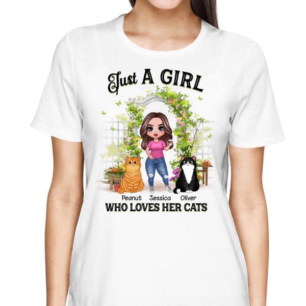 A Girl Loves Her Cats Flower Gate Personalized Shirt Online Hot Sale - Image 2