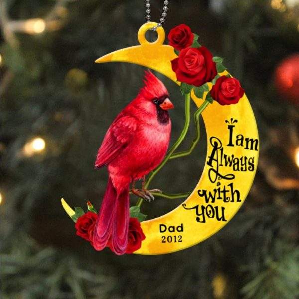 Cardinal Memorial Moon Rose Personalized Acrylic Ornament Online - Image 4
