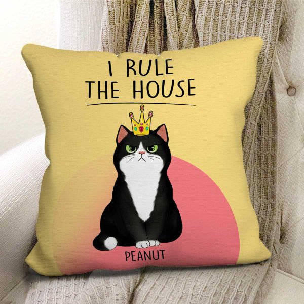Cats Rule The House Funny Gift For Cat Lovers Personalized Pillow Online Hot Sale - Image 3