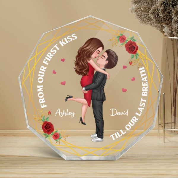 Doll Couple Holding Kissing Valentine‘s day Gift Personalized Nonagon Acrylic Plaque Cheap - Image 4
