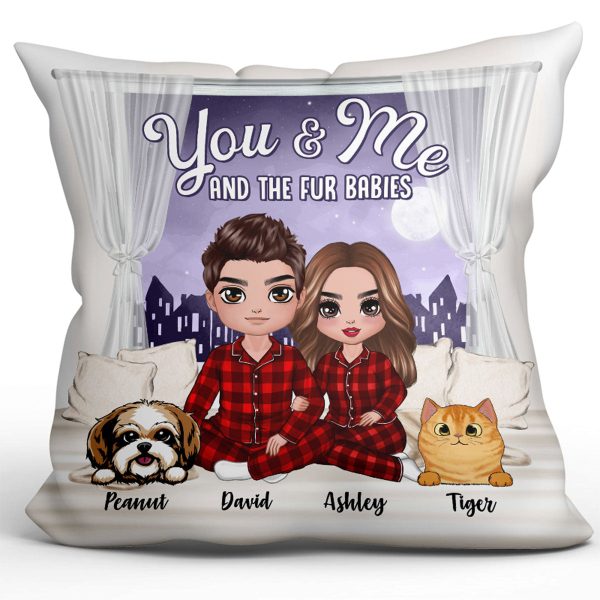 Couple Cats Dogs Window Personalized Pillow Fashion