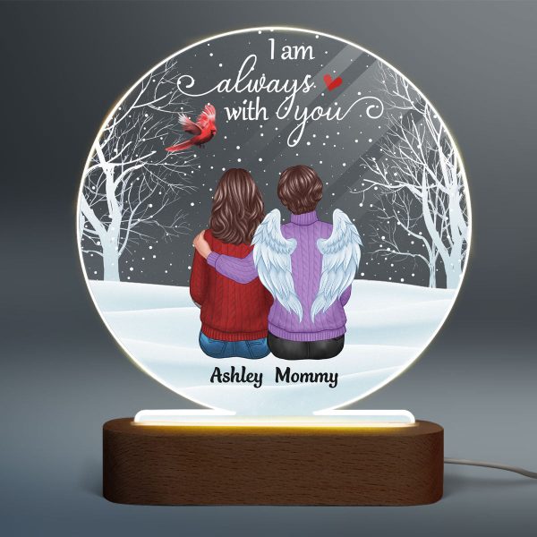 Cardinal Always With You Memorial Snow Personalized Circle Acrylic Plaque LED Lamp Night Light Discount - Image 2