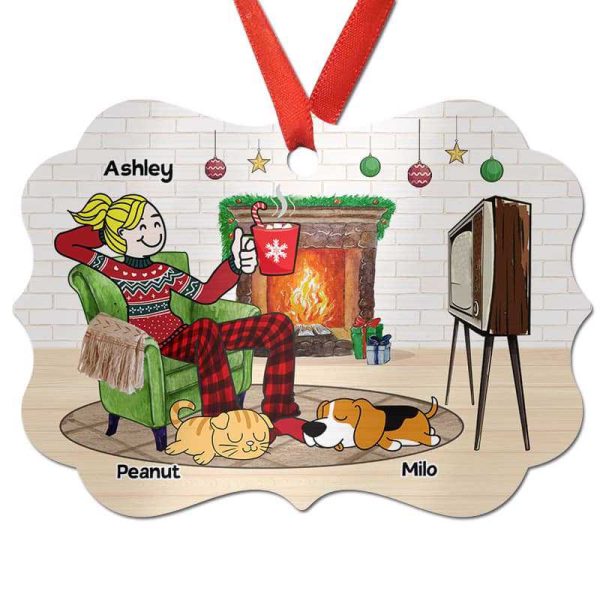 A Girl And Her Dog Cat Personalized Christmas Ornament For Discount - Image 2