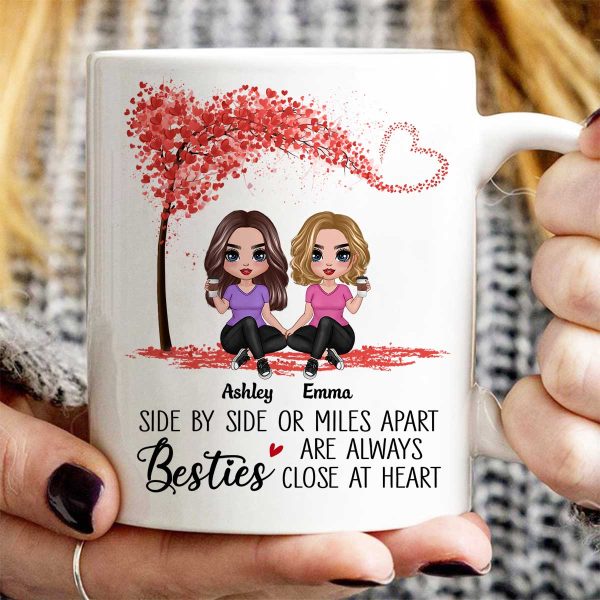 Doll Besties Sisters Sitting Miles Apart Close At Heart Personalized Mug Discount - Image 2