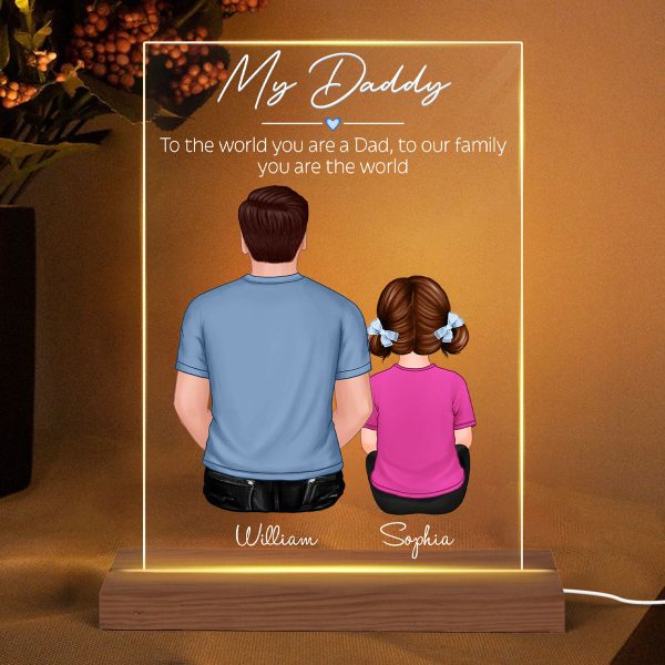 Daddy You Are The World Personalized Plaque LED Night Light - Acrylic LED Lamp - Gift For Dad For Cheap