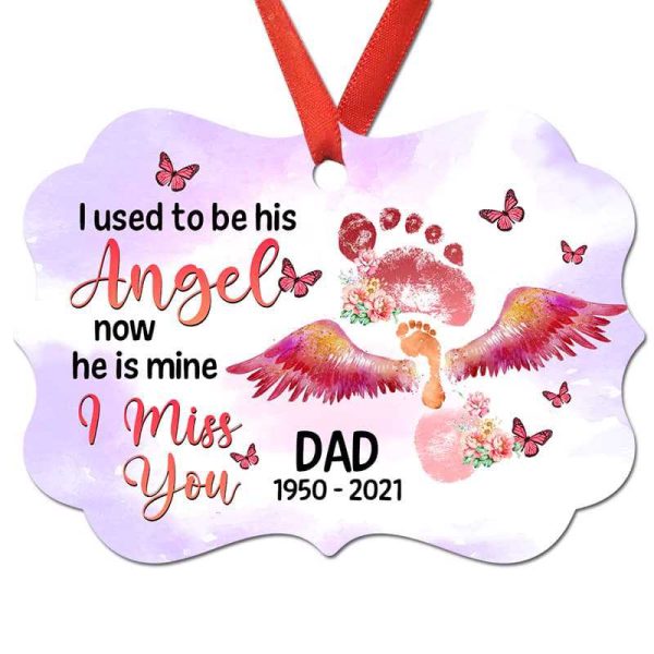I Used To Be His Angel Dad Mom Personalized Christmas Ornament For Sale - Image 2
