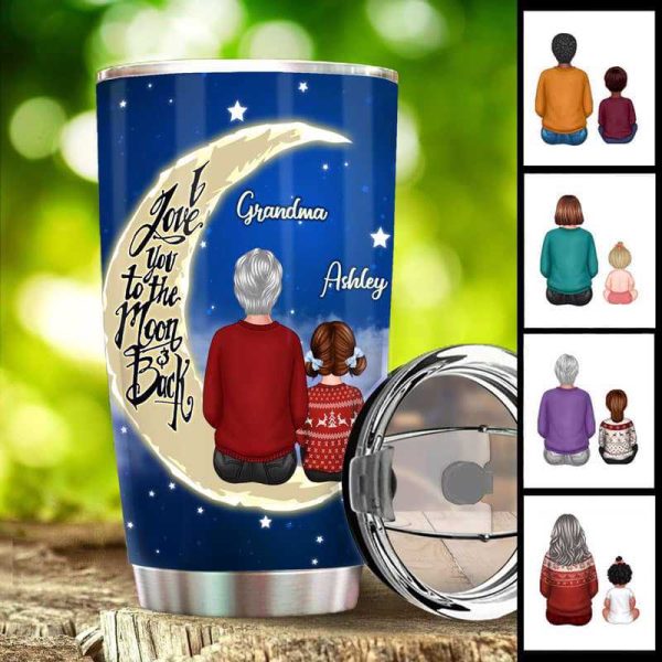 Grandma Grandkids On Moon Personalized Tumbler For Sale