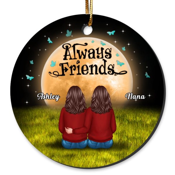 Always Sisters Best Friends Besties Siblings Personalized Circle Ornament Online Hot Sale - Image 2