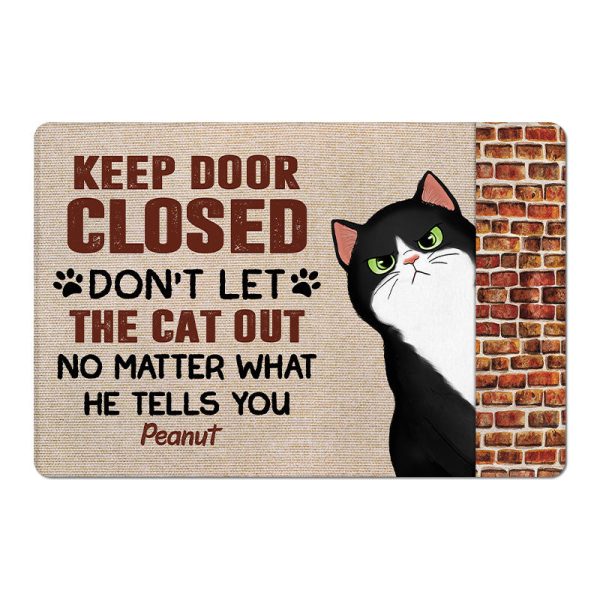 Brick Wall Sassy Cats Keep Door Closed Personalized Doormat Hot on Sale
