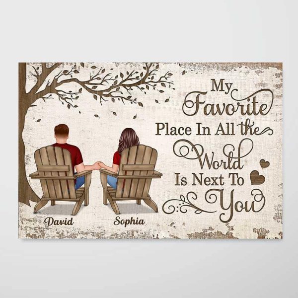 Back View Couple Sitting Under Tree Gift For Him For Her Personalized Horizontal Poster, Anniversary Gift for Your Loved Ones For Discount