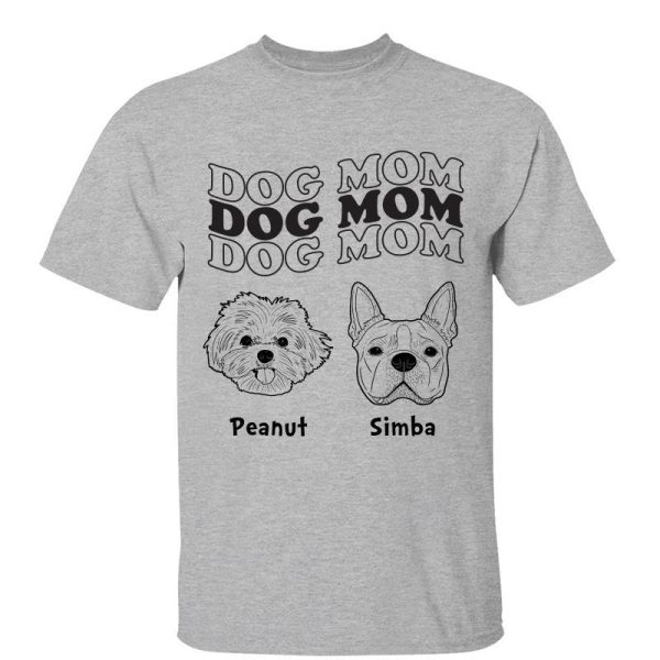 Dog Mom Wave Dog Head Outline Personalized Shirt Hot on Sale
