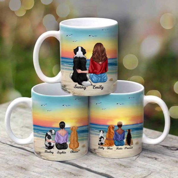 Dogs Sitting At The Beach Personalized Mug Online Hot Sale - Image 3