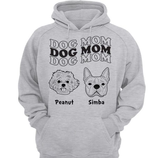 Dog Mom Wave Dog Head Outline Personalized Shirt Hot on Sale - Image 3