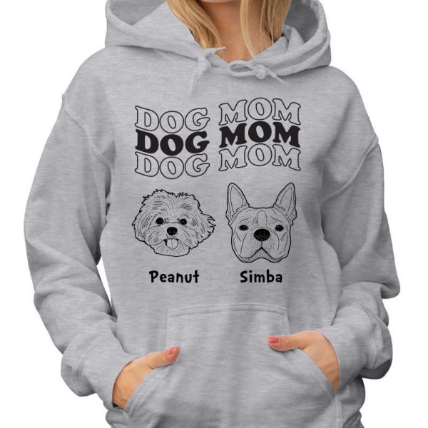 Dog Mom Wave Dog Head Outline Personalized Shirt Hot on Sale - Image 4