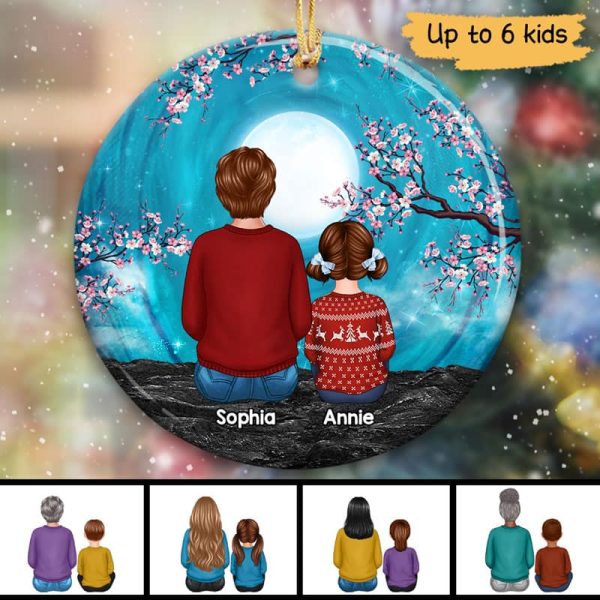 Grandma Grandkids Blue Moon Blossom Tree Personalized Circle Ornament Supply - Image 2