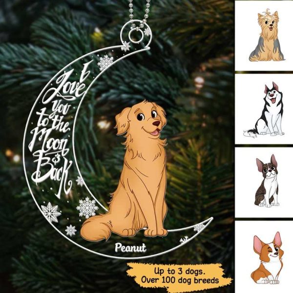 Cartoon Dog On Moon Christmas Gift Personalized Acrylic Ornament Fashion - Image 2
