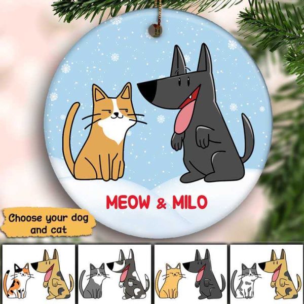Happy Pawlidays Dogs Cats Christmas Personalized Circle Ornament Online now