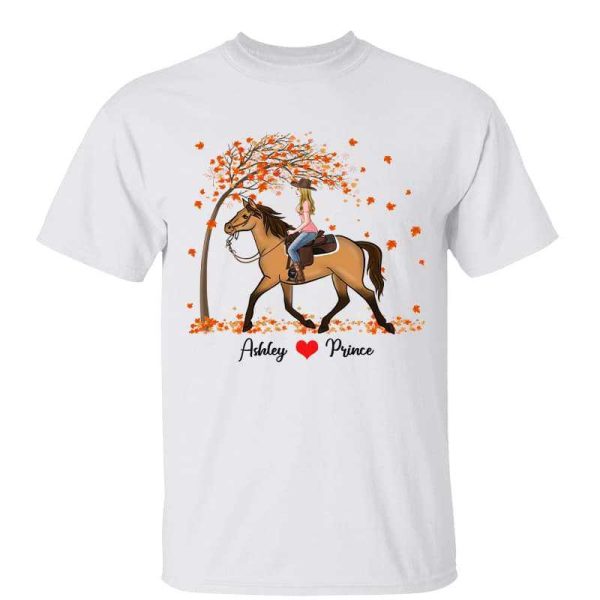 Fall Season Girl Loves Horse Personalized Shirt Sale