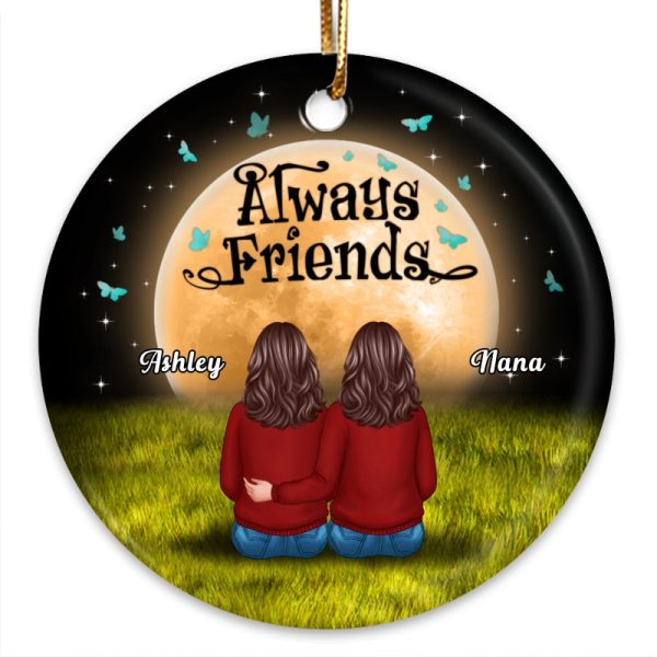 Always Sisters Best Friends Besties Siblings Personalized Circle Ornament Online Hot Sale