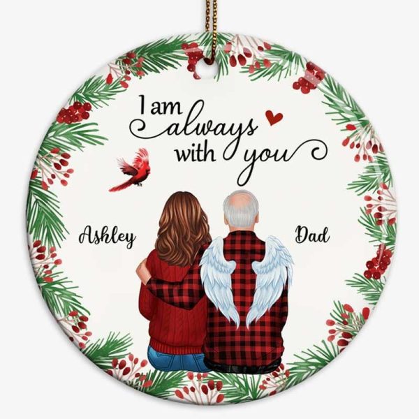 Holly Branch Memorial Personalized Circle Ornament For Cheap - Image 2