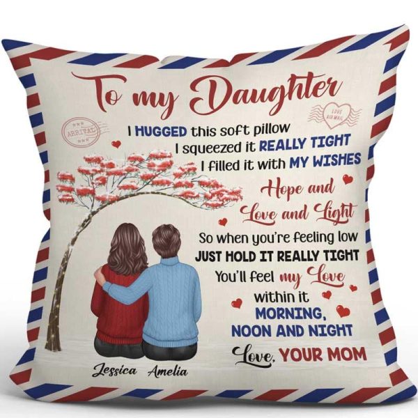 Red Tree To My Daughter Envelope Pattern Personalized Pillow (Insert Included) Supply