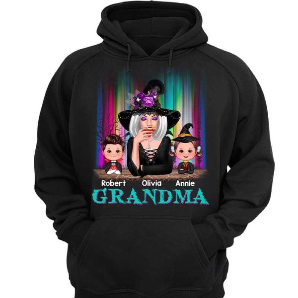 Northern Light Halloween Grandma & Grandkids Personalized Shirt on Sale - Image 3