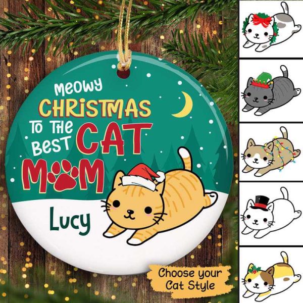 Meowy Christmas To The Best Cat Mom Personalized Circle Ornament Online now