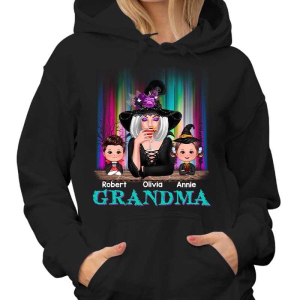 Northern Light Halloween Grandma & Grandkids Personalized Shirt on Sale - Image 4