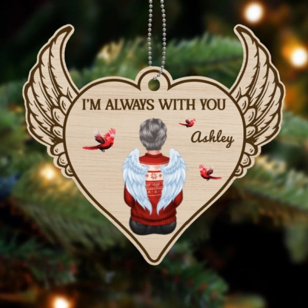 Always With You Heart Wings Memorial Personalized Wooden Ornament Cheap - Image 4