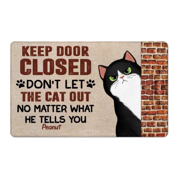 Brick Wall Sassy Cats Keep Door Closed Personalized Doormat Hot on Sale - Image 4