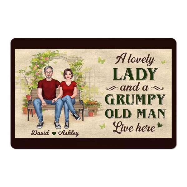 Lovely Lady Grumpy Old Man Couple Flower Gate Personalized Doormat Online Hot Sale - Image 2