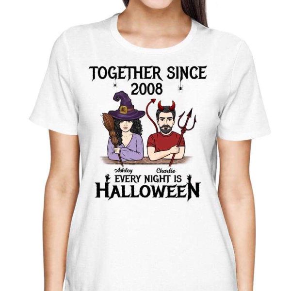 Halloween Couple Together Since Anniversary Gift Personalized Shirt Online Sale - Image 2