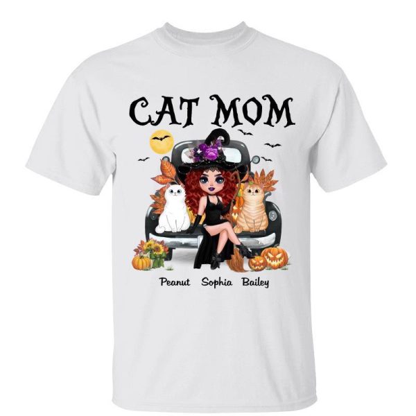 Doll Cat Mom Witch Sitting On Halloween Truck Personalized Shirt For Discount
