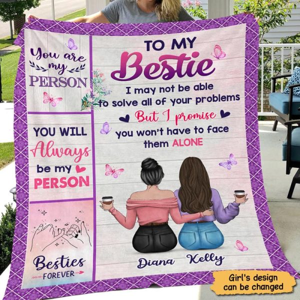 Flowers And Butterflies To My Bestie Modern Girls Gift For Besties Sisters Siblings Personalized Fleece Blanket Sale