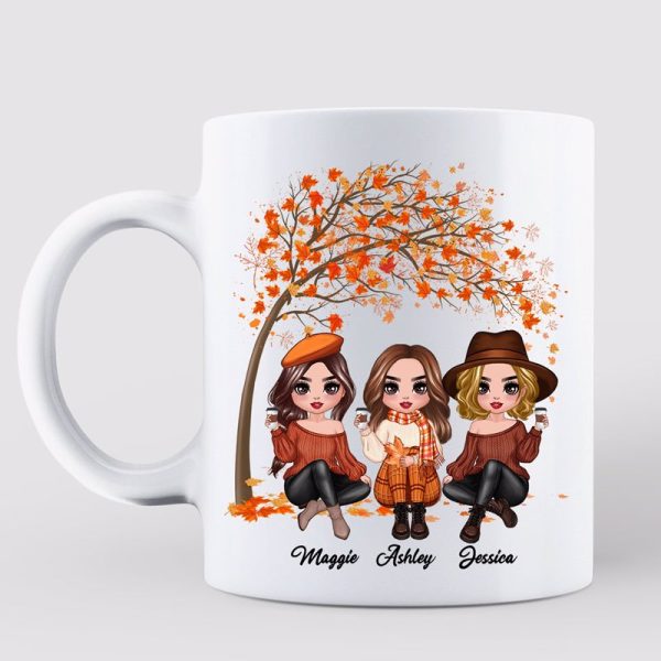 Best Friends Are Hard To Find Fall Season Doll Girls Besties Personalized Mug Online Sale - Image 2