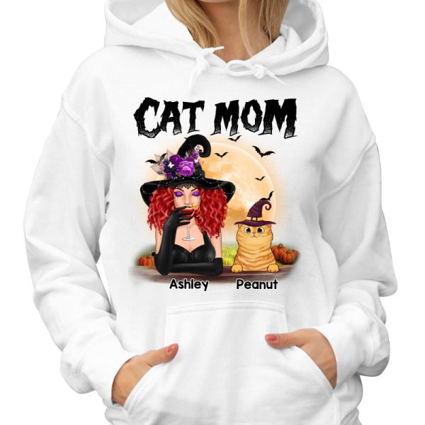 Halloween Witch Cat Mom Personalized Shirt Cheap - Image 4