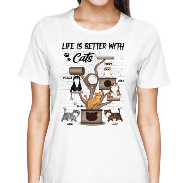 Life Is Better With Cat Fluffy Cat Tower Personalized Shirt Online Hot Sale - Image 2
