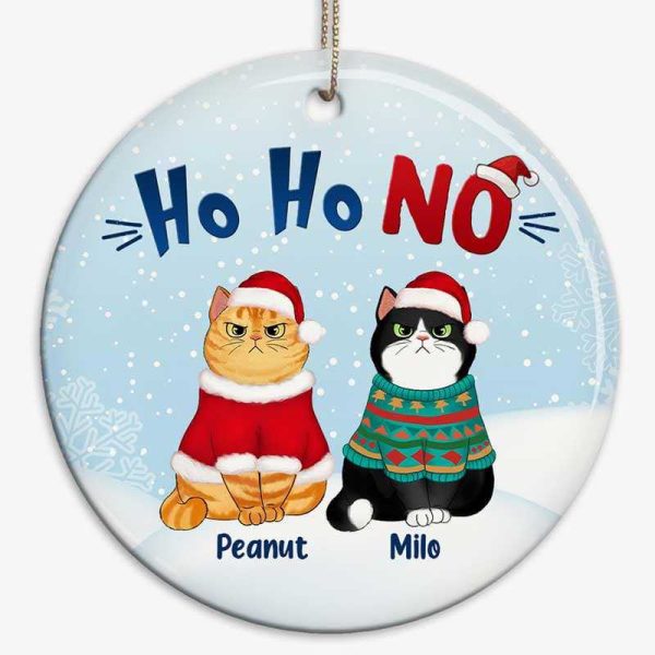 Ho Ho No Fluffy Cats Personalized Circle Ornament For Discount - Image 2