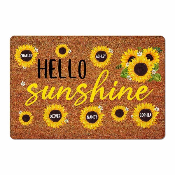 Sunflower Hello Sunshine Grandma Grandpa Grandparents Welcome Personalized Doormat on Sale - Image 2